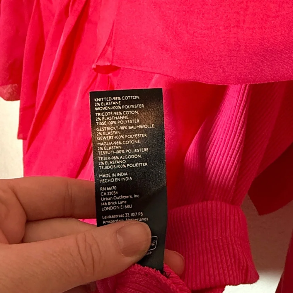 Anthropologie Pink Off Shoulder Ruffle Ribbed Top Size 2X NWT